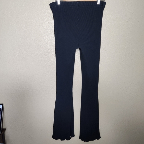 Aerie Womens Black High Rise Ribbed Flare Knit Pants |L| - Picture 4 of 12